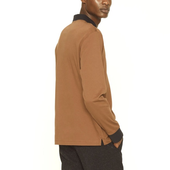 Refined Long Sleeve Polo - New With Tags - NEVER WORN - Medium Brown - Picture 2 of 4